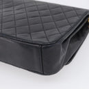CHANEL Matelasse Chain Shoulder Bag Lamb Skin Black Gold CC Auth mr3319-12
