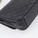 CHANEL Matelasse Chain Shoulder Bag Lamb Skin Black Gold CC Auth mr3319-13