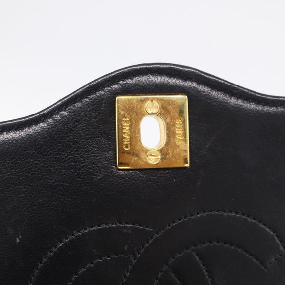 CHANEL Matelasse Chain Shoulder Bag Lamb Skin Black Gold CC Auth mr3319