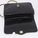CHANEL Matelasse Chain Shoulder Bag Lamb Skin Black Gold CC Auth mr3319-16
