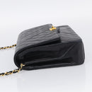 CHANEL Matelasse Chain Shoulder Bag Lamb Skin Black Gold CC Auth mr3319-4