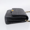 CHANEL Matelasse Chain Shoulder Bag Lamb Skin Black Gold CC Auth mr3319-5