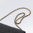 CHANEL Matelasse Chain Shoulder Bag Lamb Skin Black Gold CC Auth mr3319-8