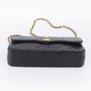 CHANEL Matelasse Chain Shoulder Bag Lamb Skin Black Gold CC Auth mr3319-9