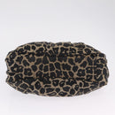 FENDI Hand Bag Satin Brown Gold Auth mr3325A-10