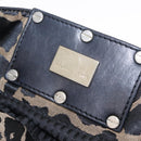 FENDI Hand Bag Satin Brown Gold Auth mr3325A-16