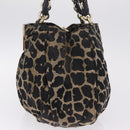 FENDI Hand Bag Satin Brown Gold Auth mr3325A-4