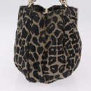 FENDI Hand Bag Satin Brown Gold Auth mr3325A-6