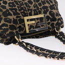 FENDI Hand Bag Satin Brown Gold Auth mr3325A-7