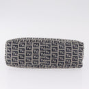 FENDI Zucchino Canvas Mamma Baguette Shoulder Bag Navy Silver Auth mr3326V-11