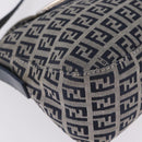 FENDI Zucchino Canvas Mamma Baguette Shoulder Bag Navy Silver Auth mr3326V-12