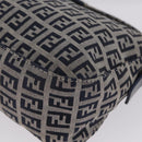 FENDI Zucchino Canvas Mamma Baguette Shoulder Bag Navy Silver Auth mr3326V-13