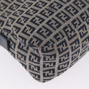 FENDI Zucchino Canvas Mamma Baguette Shoulder Bag Navy Silver Auth mr3326V-14