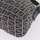 FENDI Zucchino Canvas Mamma Baguette Shoulder Bag Navy Silver Auth mr3326V-15