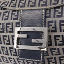 FENDI Zucchino Canvas Mamma Baguette Shoulder Bag Navy Silver Auth mr3326V-17