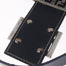 FENDI Zucchino Canvas Mamma Baguette Shoulder Bag Navy Silver Auth mr3326V-19