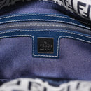 FENDI Zucchino Canvas Mamma Baguette Shoulder Bag Navy Silver Auth mr3326V-20