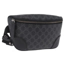 GUCCI GG Supreme Body Bag PVC Black Silver Auth mr3328V-1