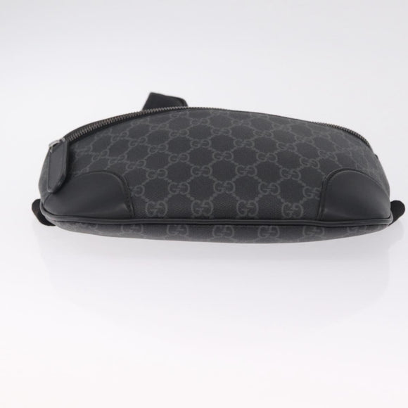 GUCCI GG Supreme Body Bag PVC Black Silver Auth mr3328V