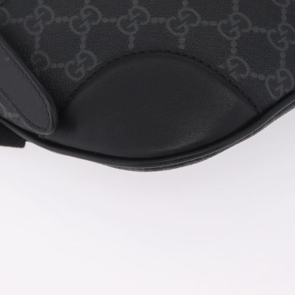 GUCCI GG Supreme Body Bag PVC Black Silver Auth mr3328V