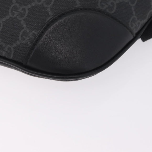 GUCCI GG Supreme Body Bag PVC Black Silver Auth mr3328V