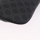GUCCI GG Supreme Body Bag PVC Black Silver Auth mr3328V-14