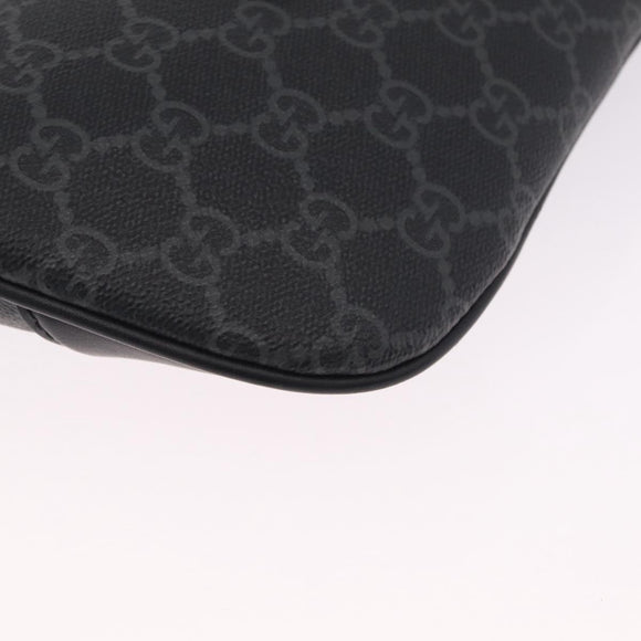 GUCCI GG Supreme Body Bag PVC Black Silver Auth mr3328V