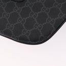 GUCCI GG Supreme Body Bag PVC Black Silver Auth mr3328V-15