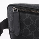 GUCCI GG Supreme Body Bag PVC Black Silver Auth mr3328V-16