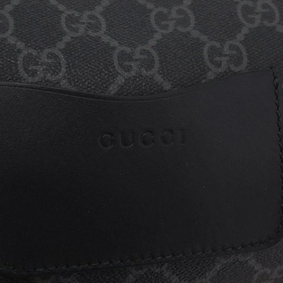 GUCCI GG Supreme Body Bag PVC Black Silver Auth mr3328V