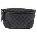 GUCCI GG Supreme Body Bag PVC Black Silver Auth mr3328V-2