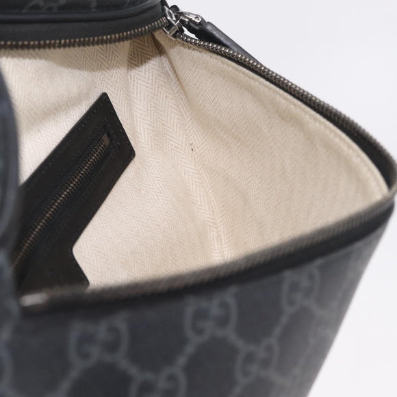 GUCCI GG Supreme Body Bag PVC Black Silver Auth mr3328V