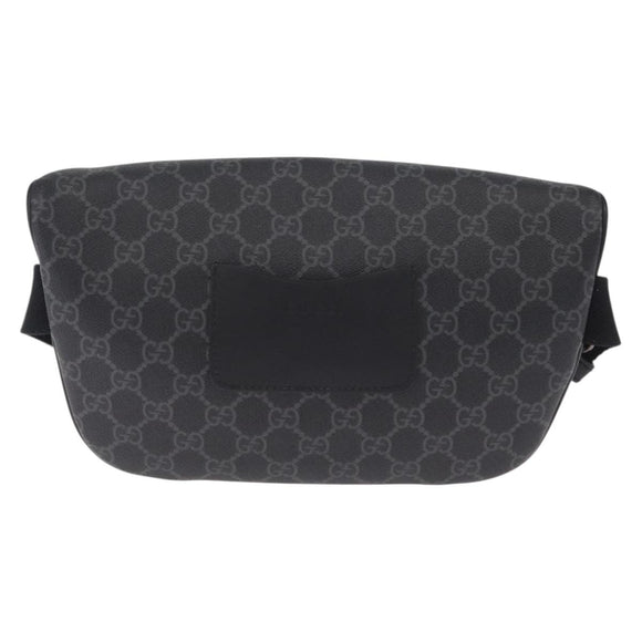 GUCCI GG Supreme Body Bag PVC Black Silver Auth mr3328V