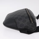 GUCCI GG Supreme Body Bag PVC Black Silver Auth mr3328V-4