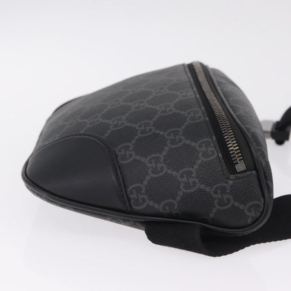 GUCCI GG Supreme Body Bag PVC Black Silver Auth mr3328V