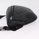 GUCCI GG Supreme Body Bag PVC Black Silver Auth mr3328V-5