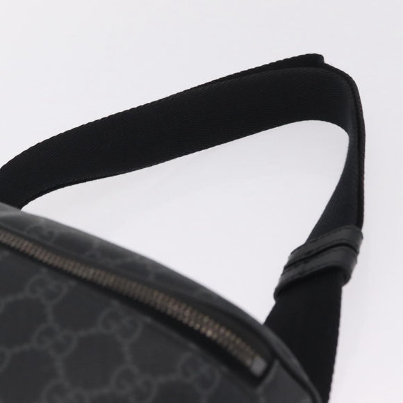 GUCCI GG Supreme Body Bag PVC Black Silver Auth mr3328V