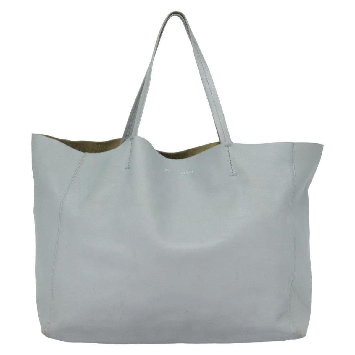 CELINE Horizontal Cabas Tote Bag Leather Light Blue Auth mr333