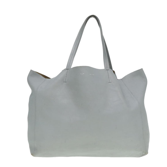 CELINE Horizontal Cabas Tote Bag Leather Light Blue Auth mr333