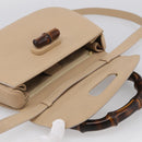 GUCCI Bamboo Hand Bag Leather 2way Beige Gold Auth mr3331V-17