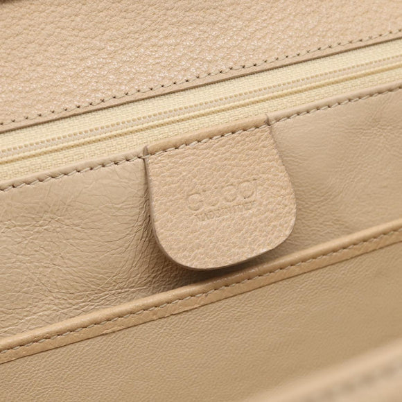 GUCCI Bamboo Hand Bag Leather 2way Beige Gold Auth mr3331V