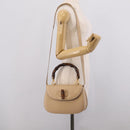 GUCCI Bamboo Hand Bag Leather 2way Beige Gold Auth mr3331V-26