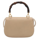 GUCCI Bamboo Hand Bag Leather 2way Beige Gold Auth mr3331V-3