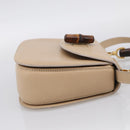 GUCCI Bamboo Hand Bag Leather 2way Beige Gold Auth mr3331V-5