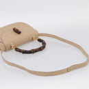 GUCCI Bamboo Hand Bag Leather 2way Beige Gold Auth mr3331V-9
