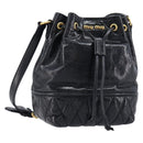 Miu Miu Shoulder Bag Leather Black Gold Auth mr3332-1