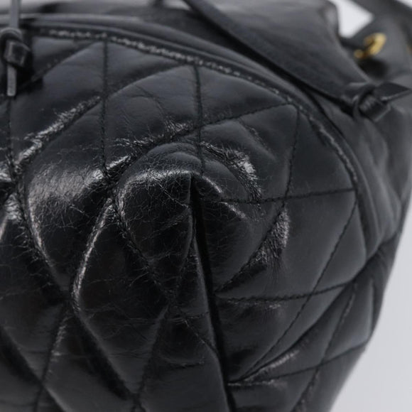 Miu Miu Shoulder Bag Leather Black Gold Auth mr3332