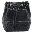 Miu Miu Shoulder Bag Leather Black Gold Auth mr3332-2