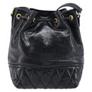 Miu Miu Shoulder Bag Leather Black Gold Auth mr3332-3
