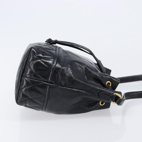 Miu Miu Shoulder Bag Leather Black Gold Auth mr3332